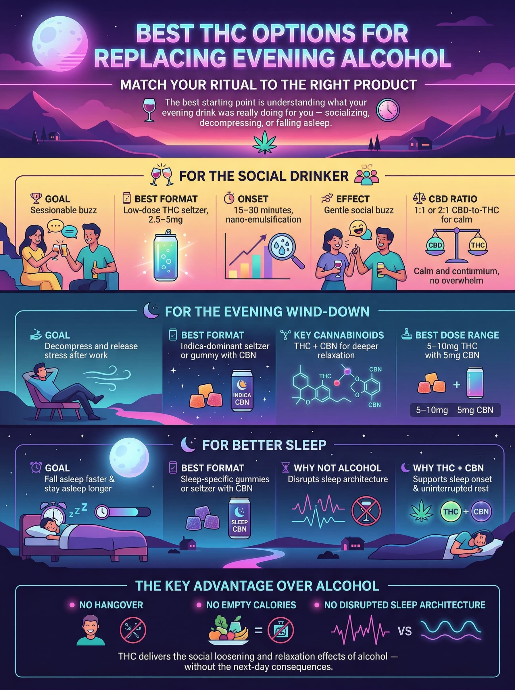 Best THC Options for Replacing Evening Alcohol