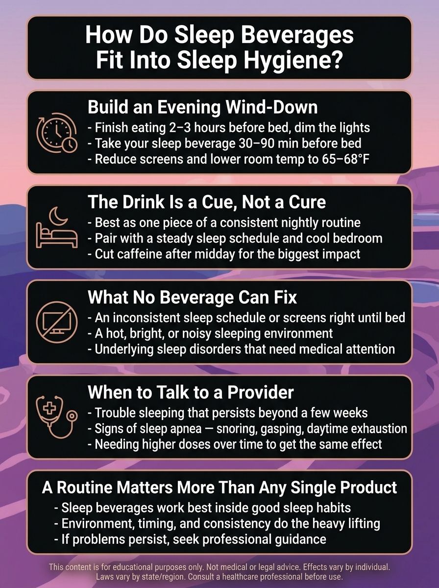 infographic for How Do Sleep Beverages Fit Into Overall Sleep Hygiene? infographic for How Do Sleep Beverages Fit Into Overall Sleep Hygiene?