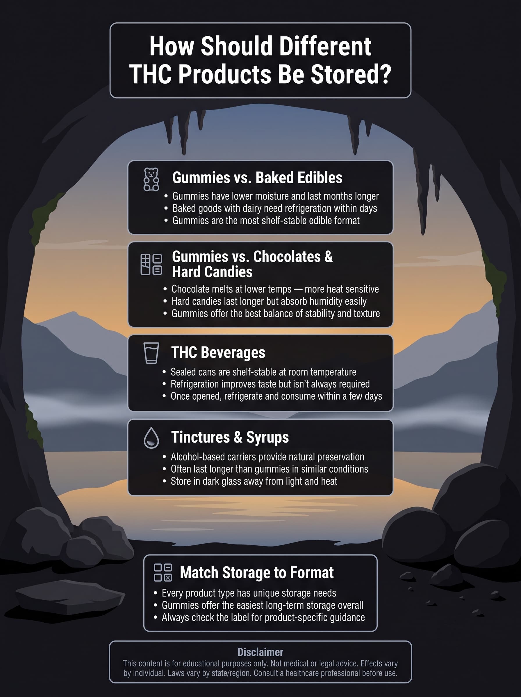 infographic for How Should Different THC Product Formats Be Stored?