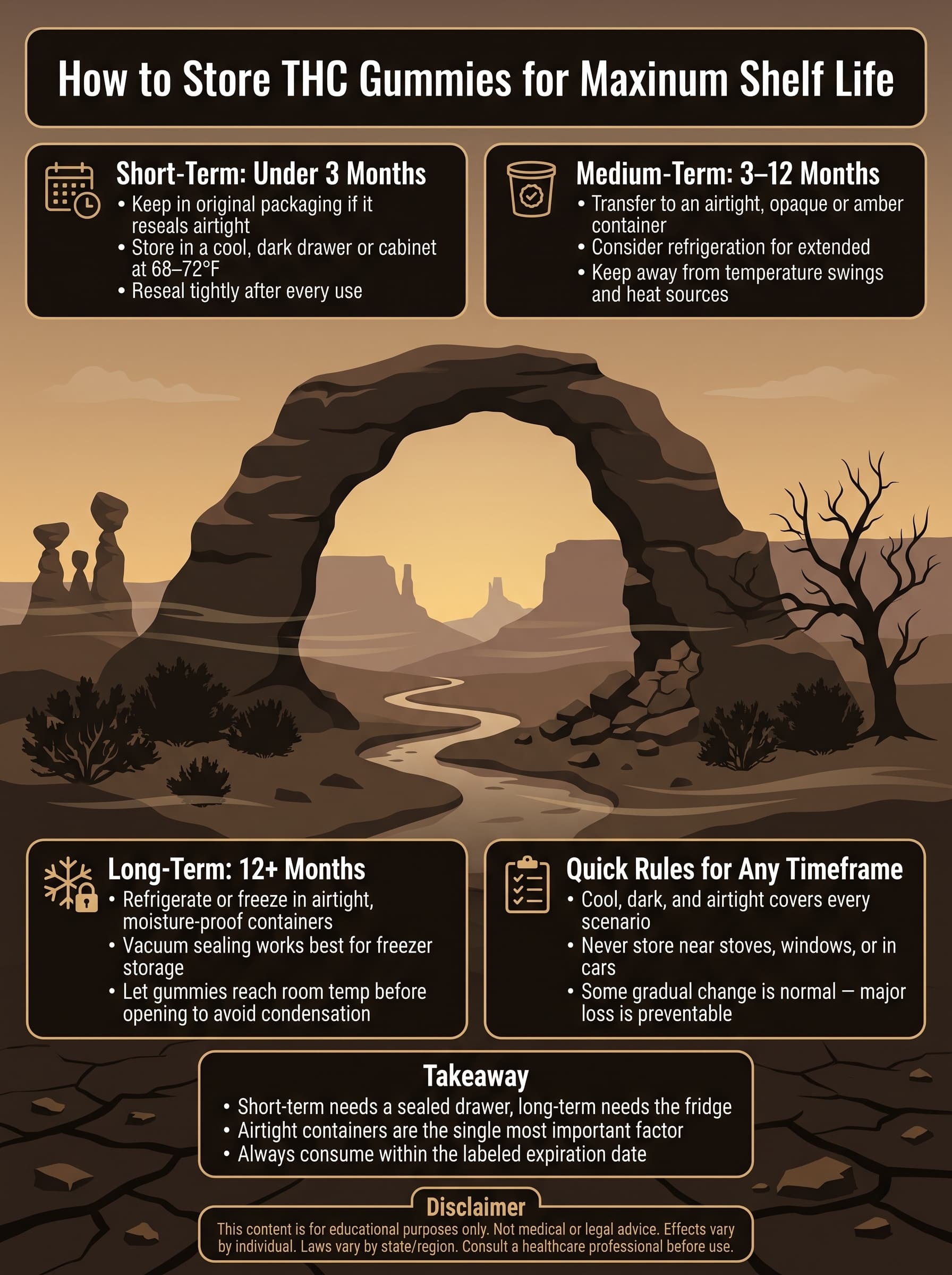infographic for How Should THC Gummies Be Stored for Maximum Shelf Life?