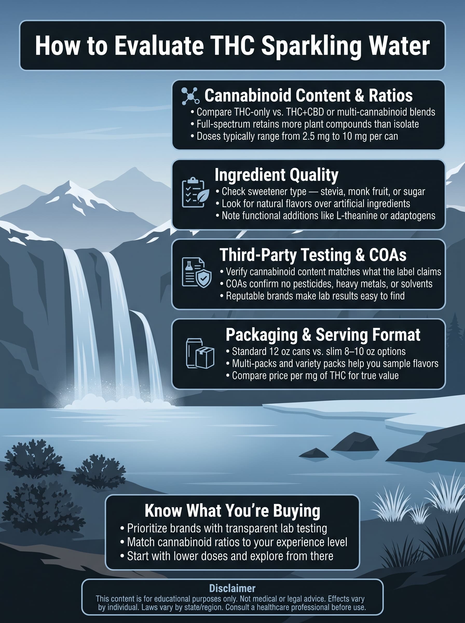 infographic for How to Evaluate THC Sparkling Water Products