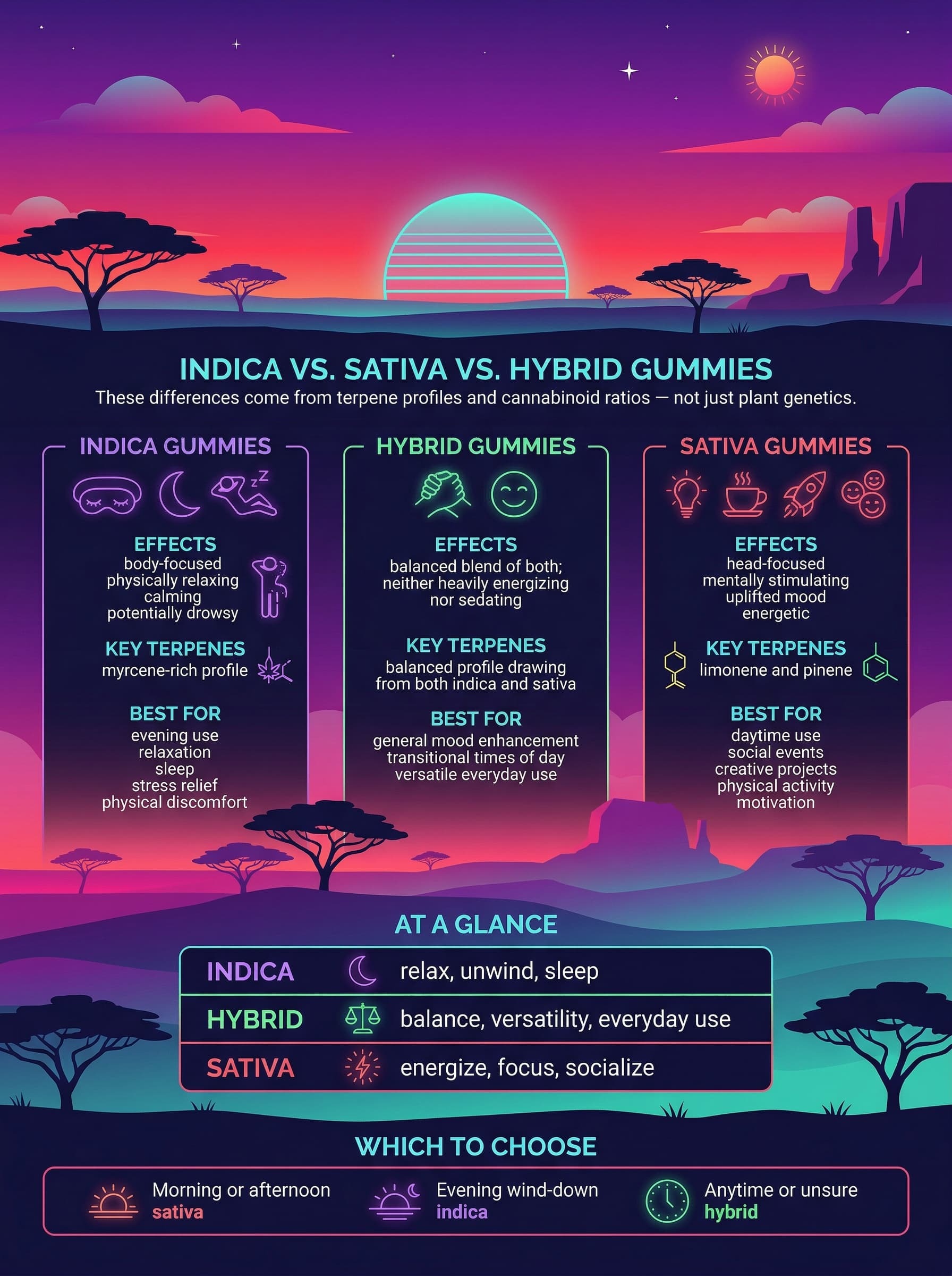 Indica vs. Sativa vs. Hybrid Gummies