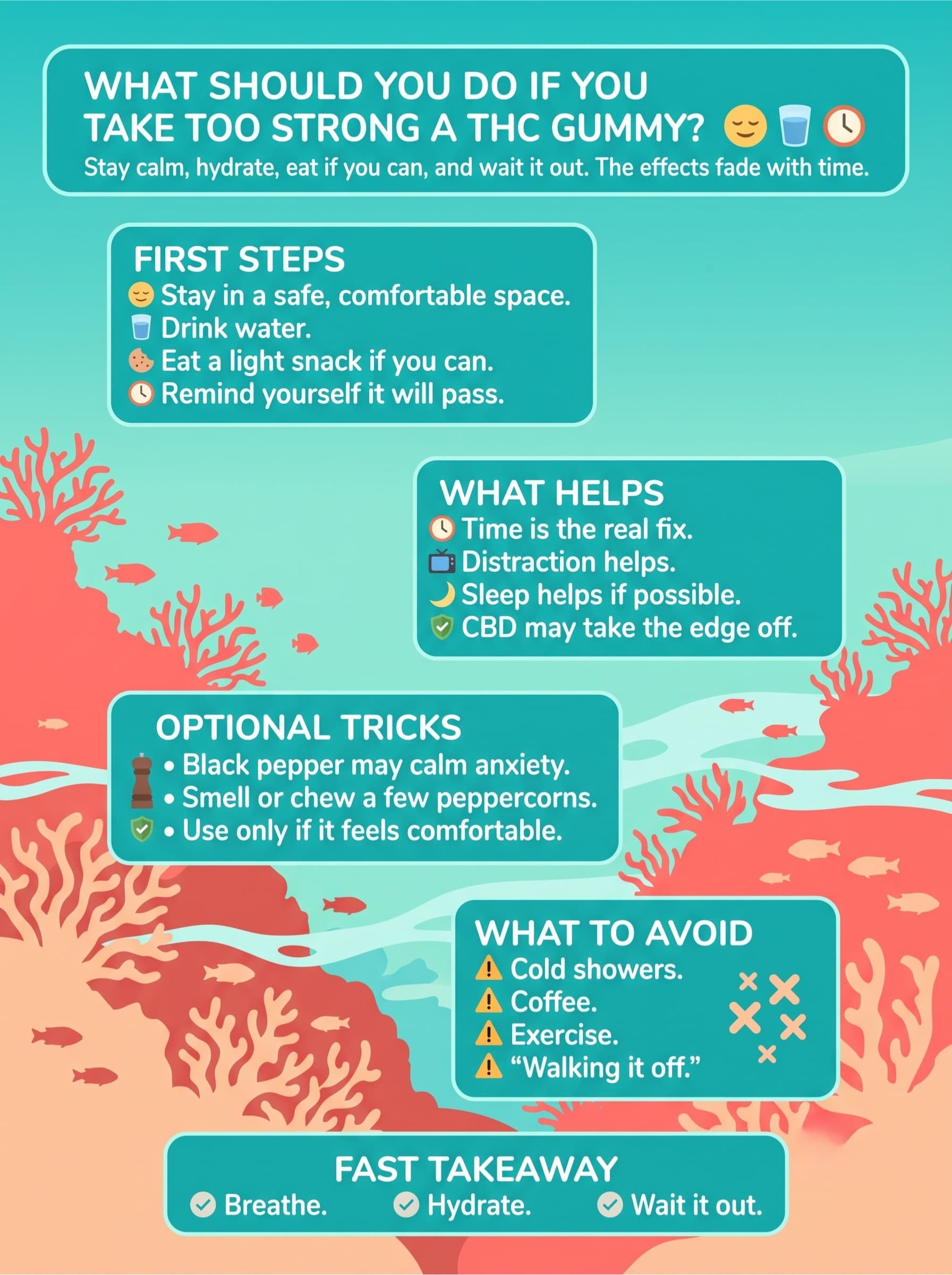 infographic for infographic for What Should You Do If You Take Too Strong a THC Gummy?