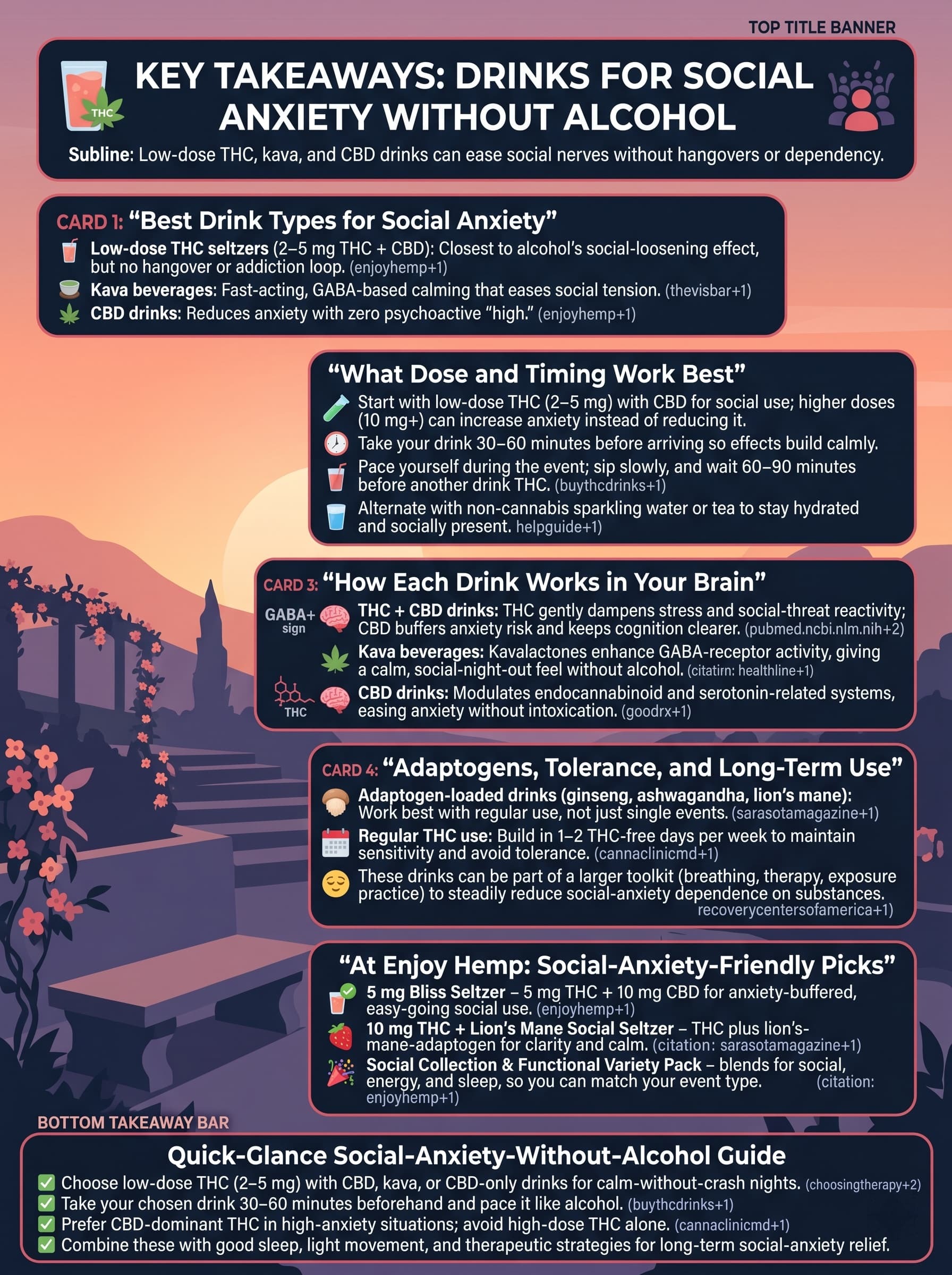 infographic for Key Takeaways Drinks for Social Anxiety Without Alcohol