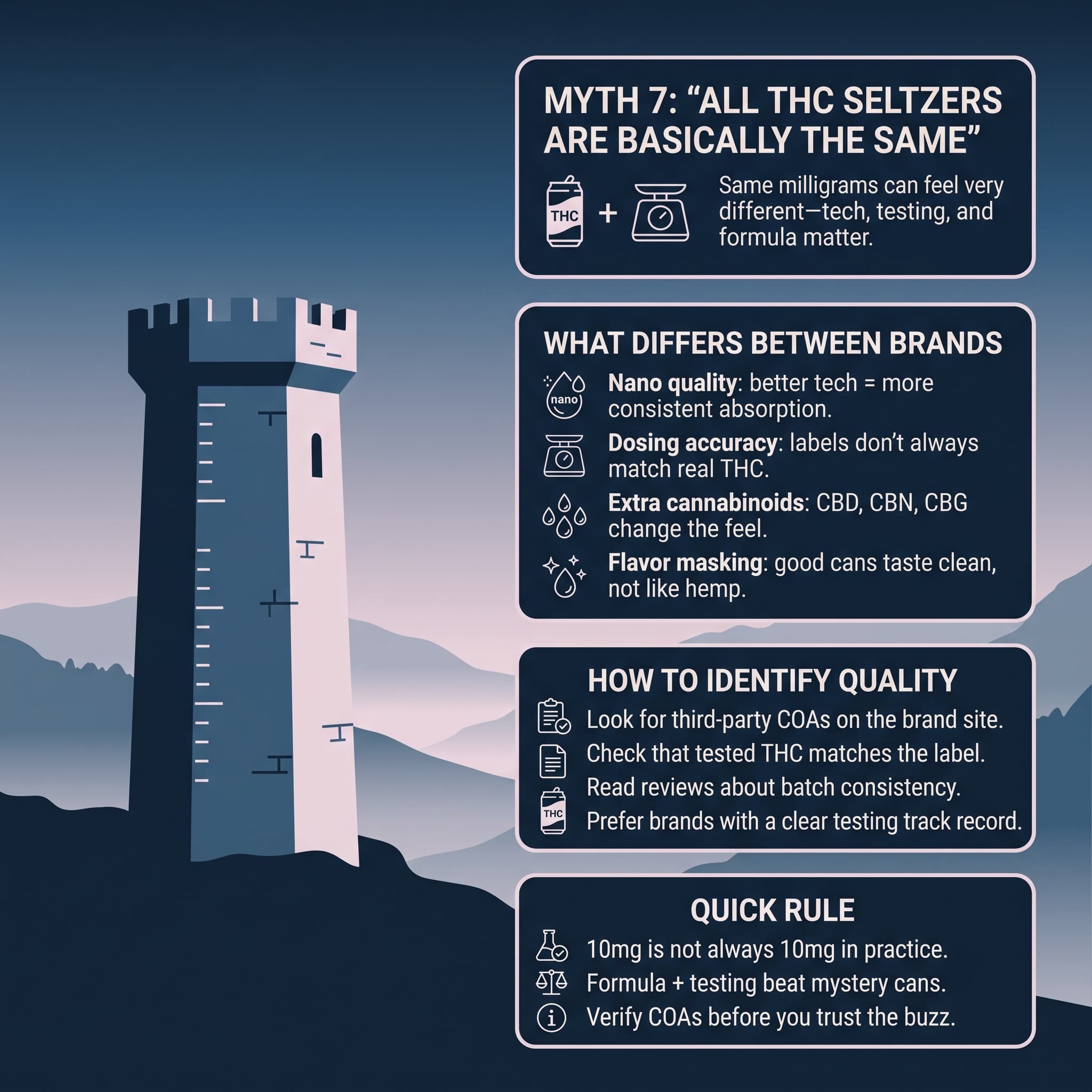infographic for Myth 7 "All THC Seltzers Are Basically the Same"