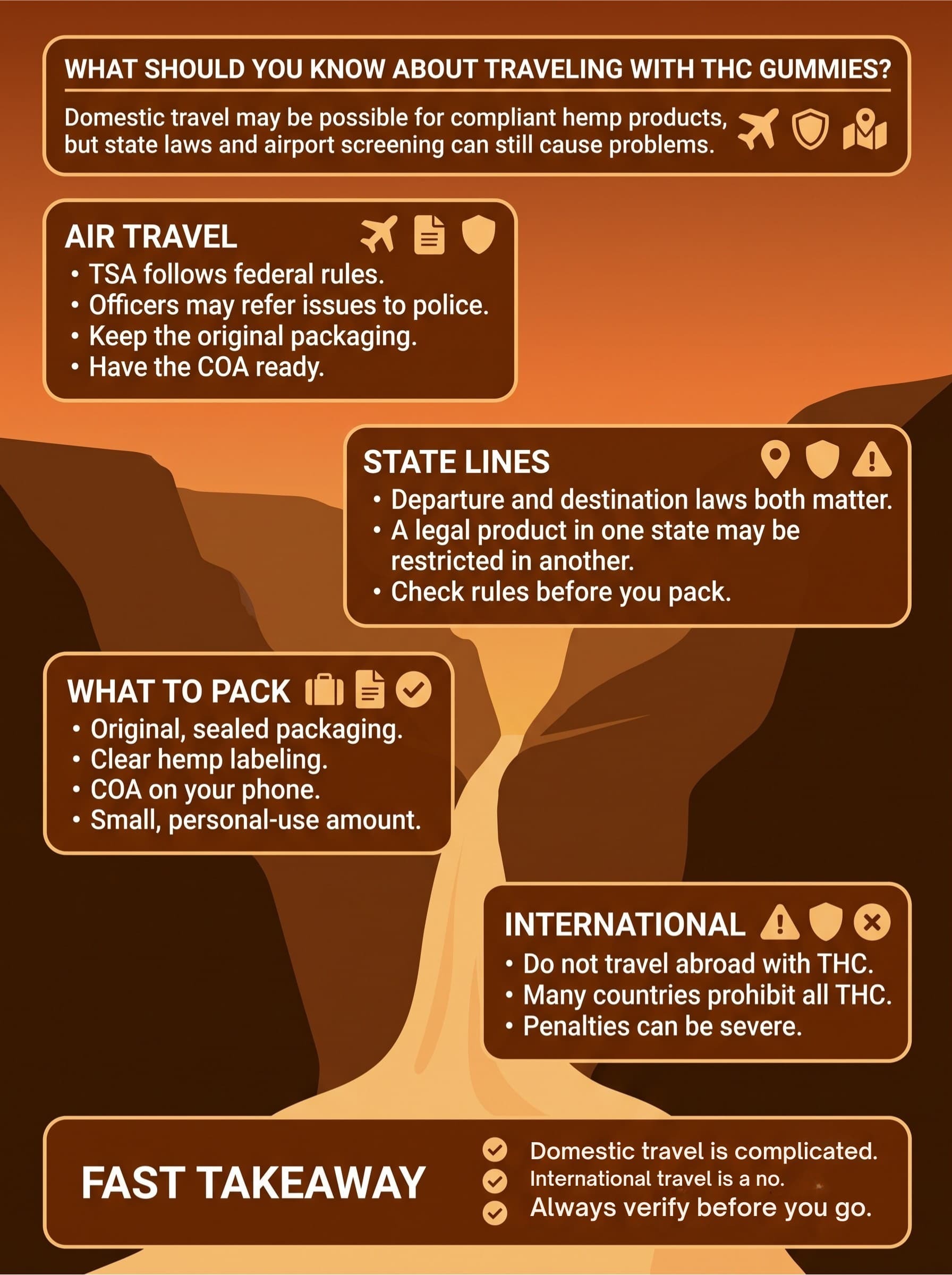 infographic for What Should You Know About Traveling with THC Gummies?
